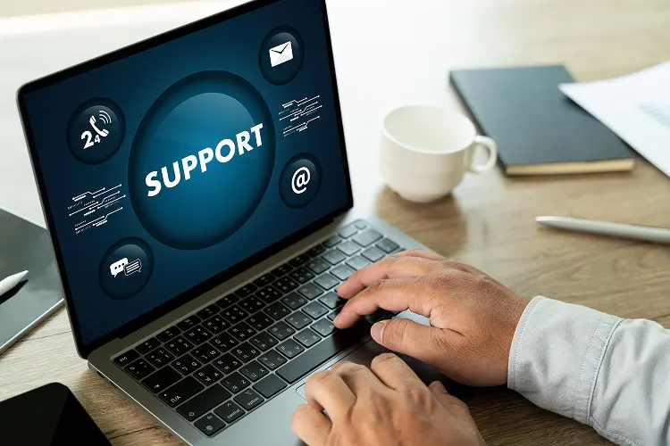 Infographic showing end-to-end support services for international students and industrial clients.